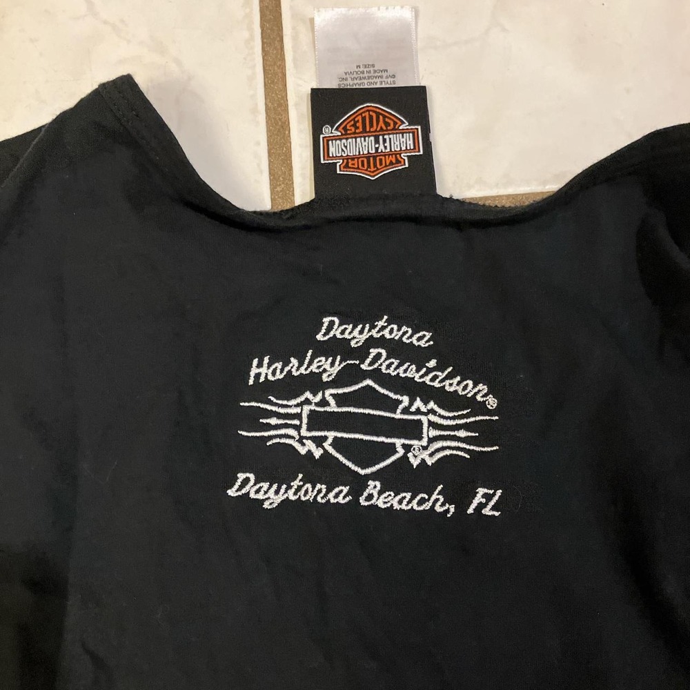 Harley-Davidson Daytona Beach Studded Layered Tank Top Black Womens Medium - Picture 4 of 6